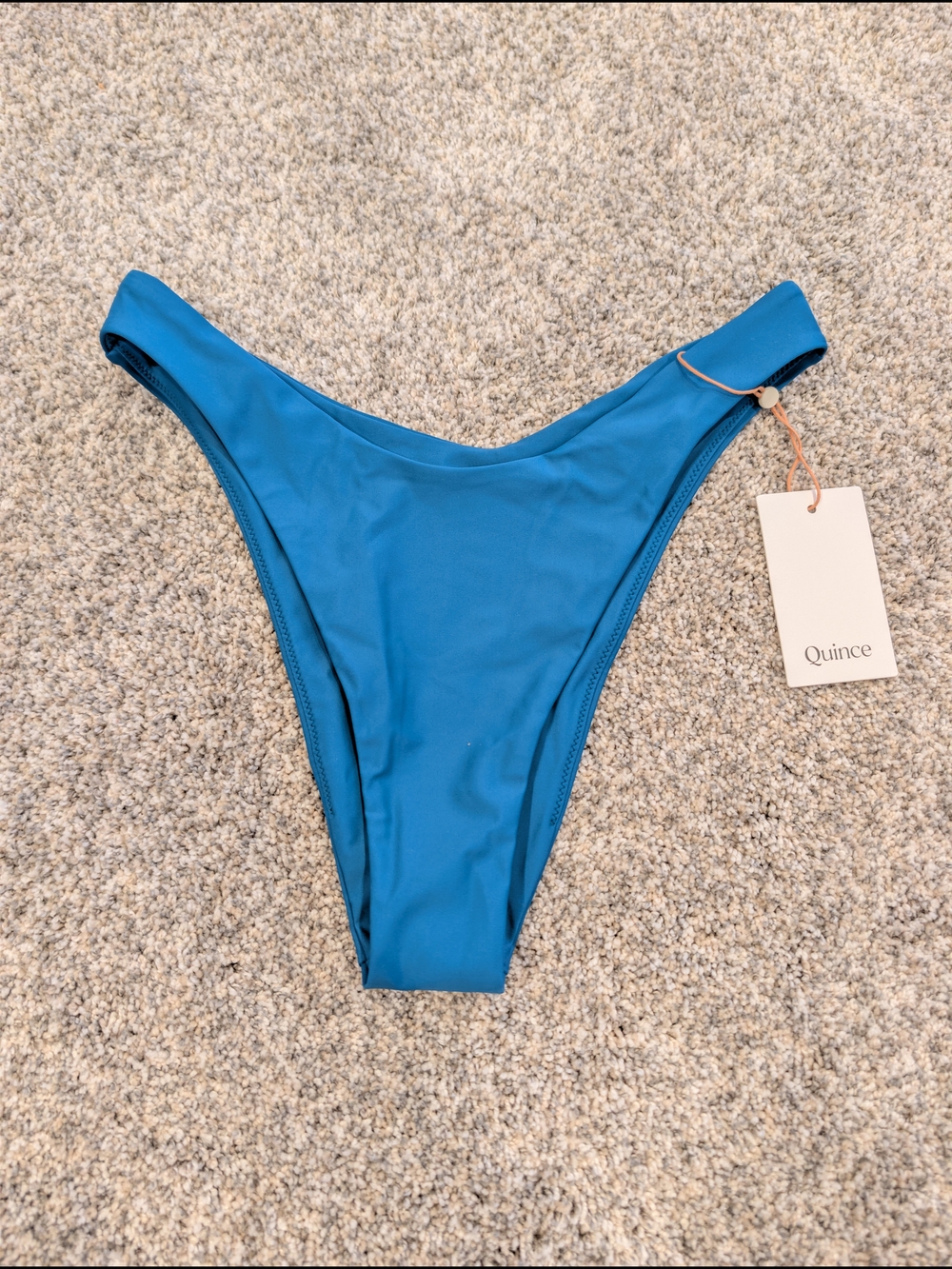 Quince Teal Blue High-Cut Bikini Bottom Medium NWT